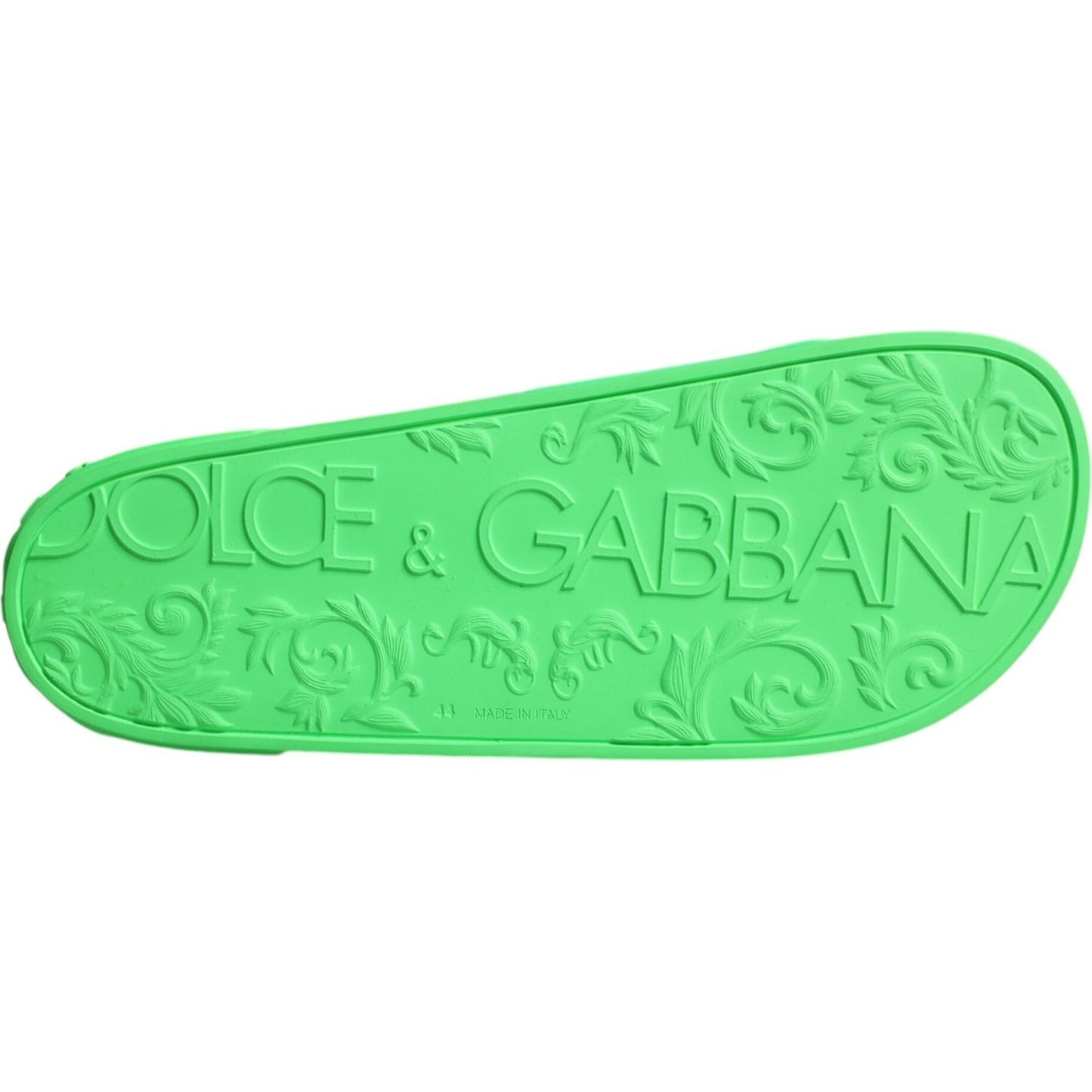 Dolce & Gabbana Green Leather Slides Sandals Beachwear Shoes Dolce & Gabbana Medium Aquamarine