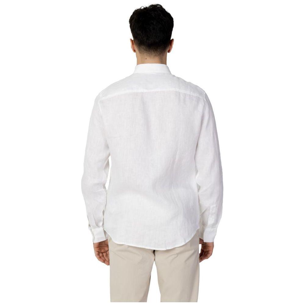 Armani Exchange White Linen Shirt Armani Exchange Light Gray