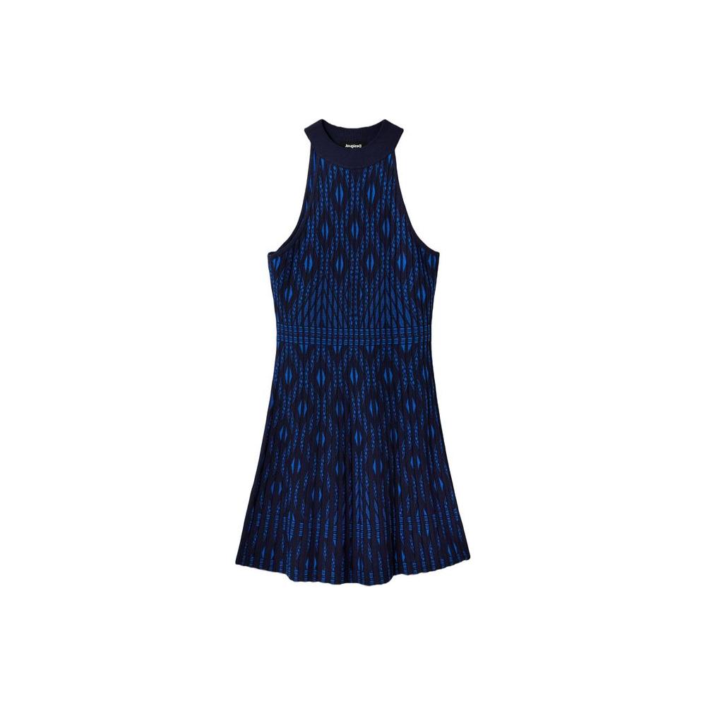 Desigual Blue Viscose Dress Desigual Midnight Blue