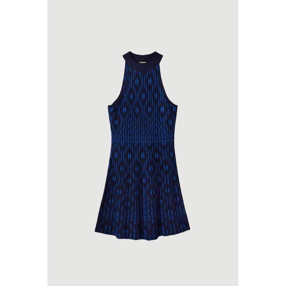 Desigual Blue Viscose Dress Desigual Midnight Blue