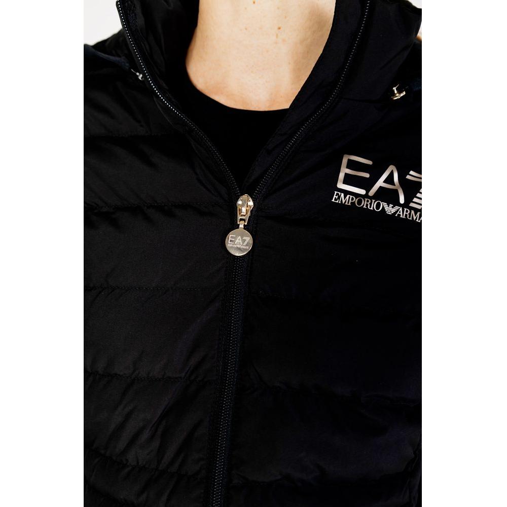 EA7 Emporio Armani Bicolor Polyester Jackets & Coat EA7 Emporio Armani Black