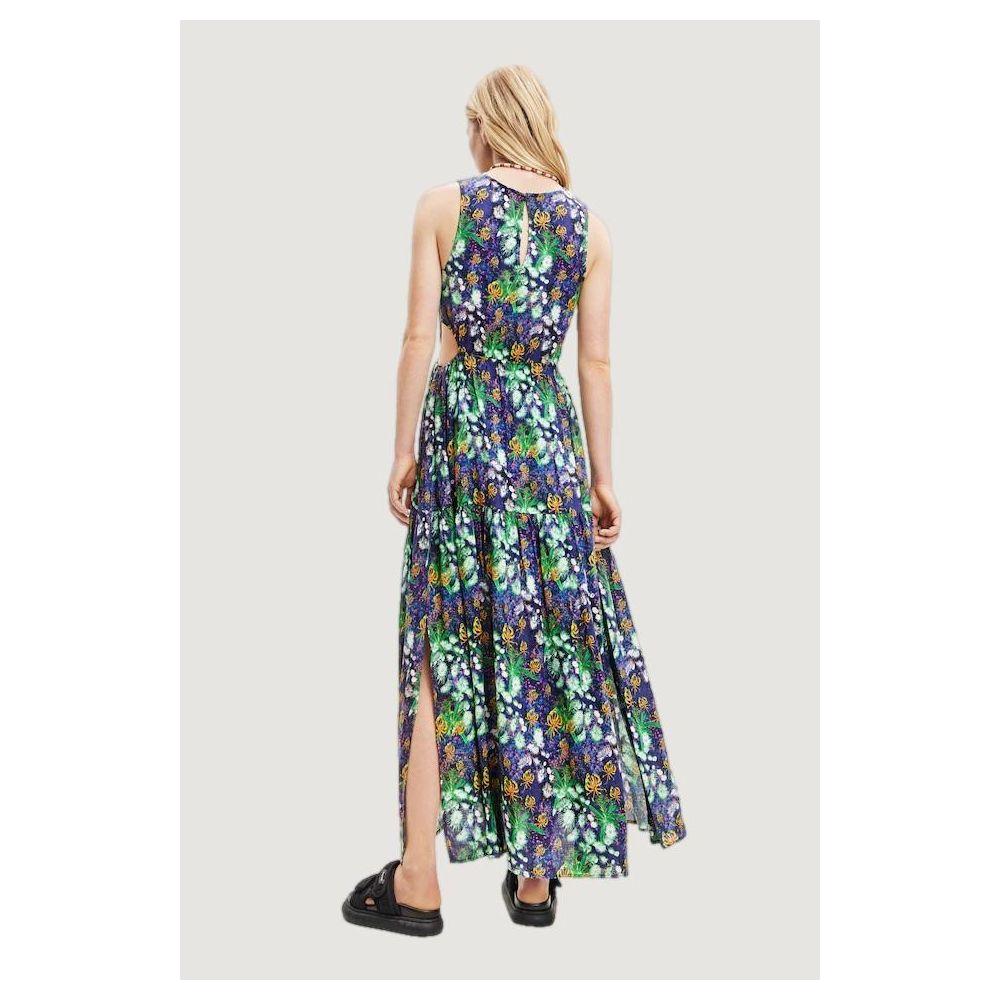 Desigual Blue Viscose Dress Desigual Light Gray