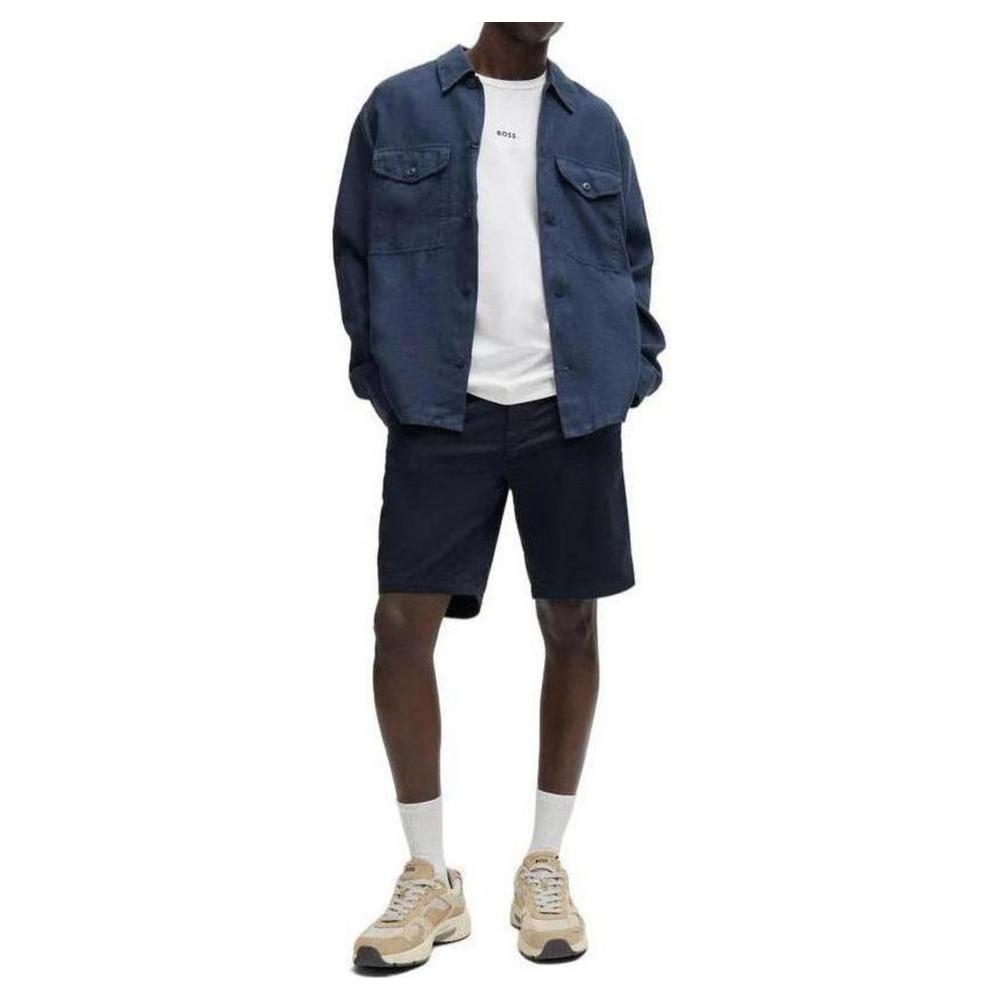 Hugo Boss Blue Cotton Short Hugo Boss Light Gray
