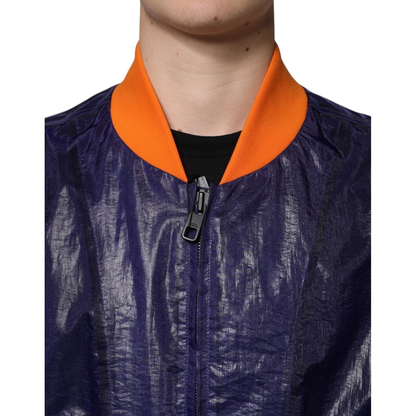 Dolce & Gabbana Blue Cotton Stretch Full Zip Bomber Jacket Dolce & Gabbana Dark Slate Gray