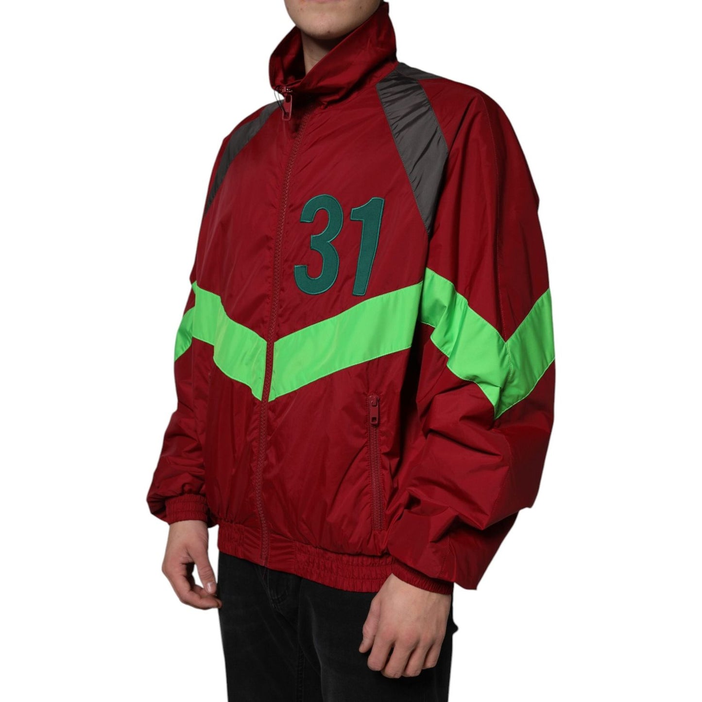 Dolce & Gabbana Multicolor Nylon Full Zip Windbreaker Jacket Dolce & Gabbana Dark Red