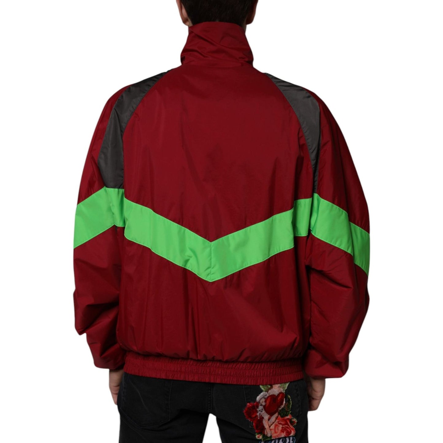 Dolce & Gabbana Multicolor Nylon Full Zip Windbreaker Jacket Dolce & Gabbana Dark Red
