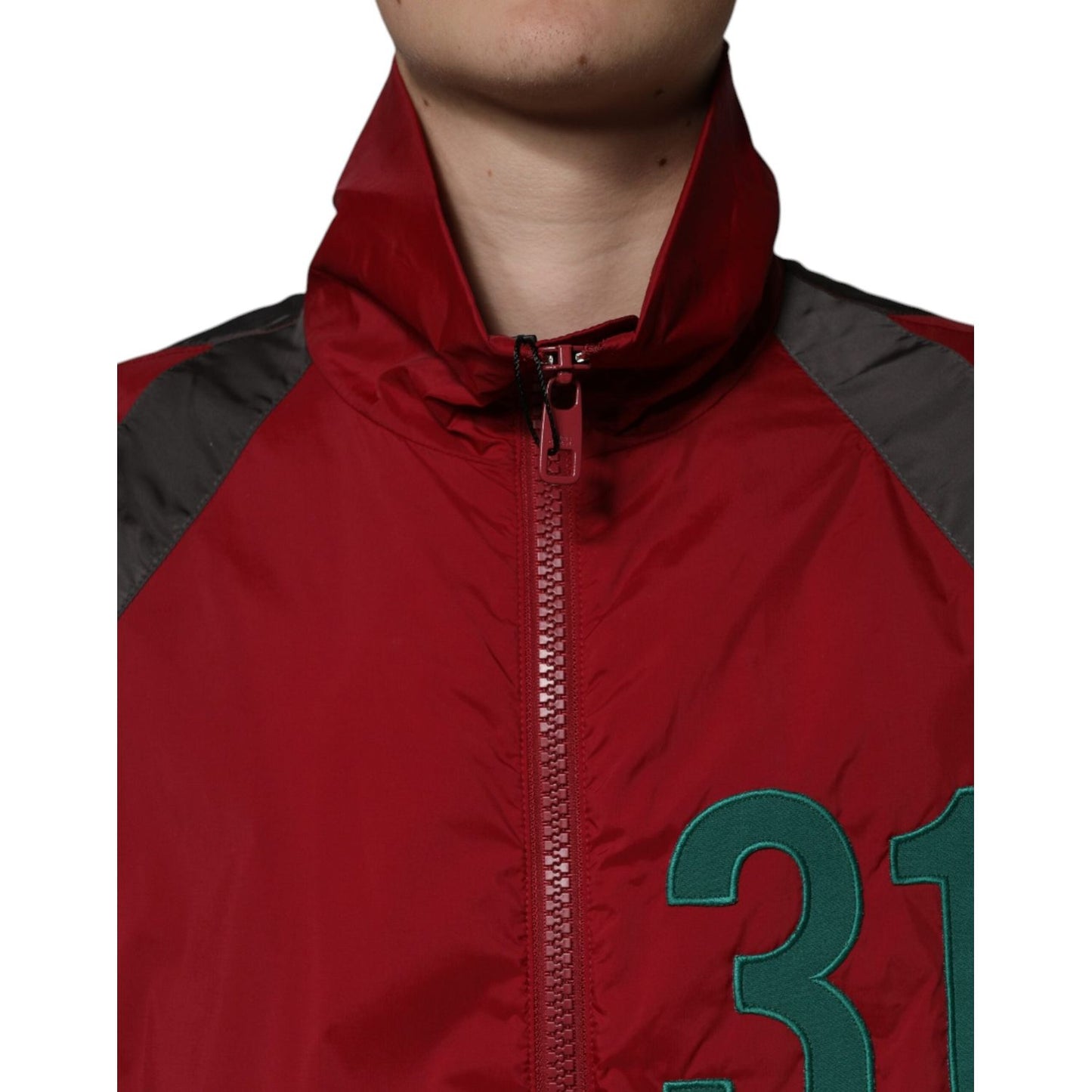 Dolce & Gabbana Multicolor Nylon Full Zip Windbreaker Jacket Dolce & Gabbana Dark Red