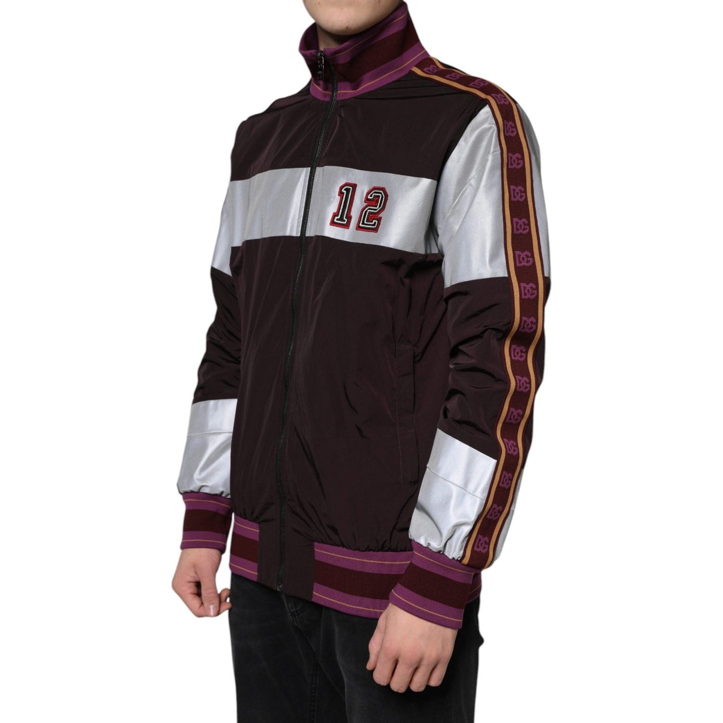 Dolce & Gabbana Multicolor Full Zip Jersey Men Bomber Jacket Dolce & Gabbana Dark Gray