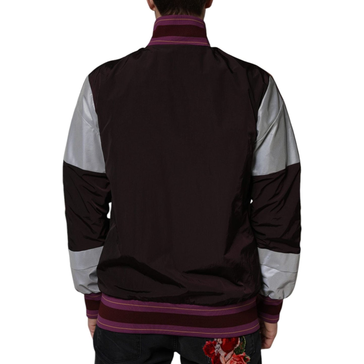 Dolce & Gabbana Multicolor Full Zip Jersey Men Bomber Jacket Dolce & Gabbana Black