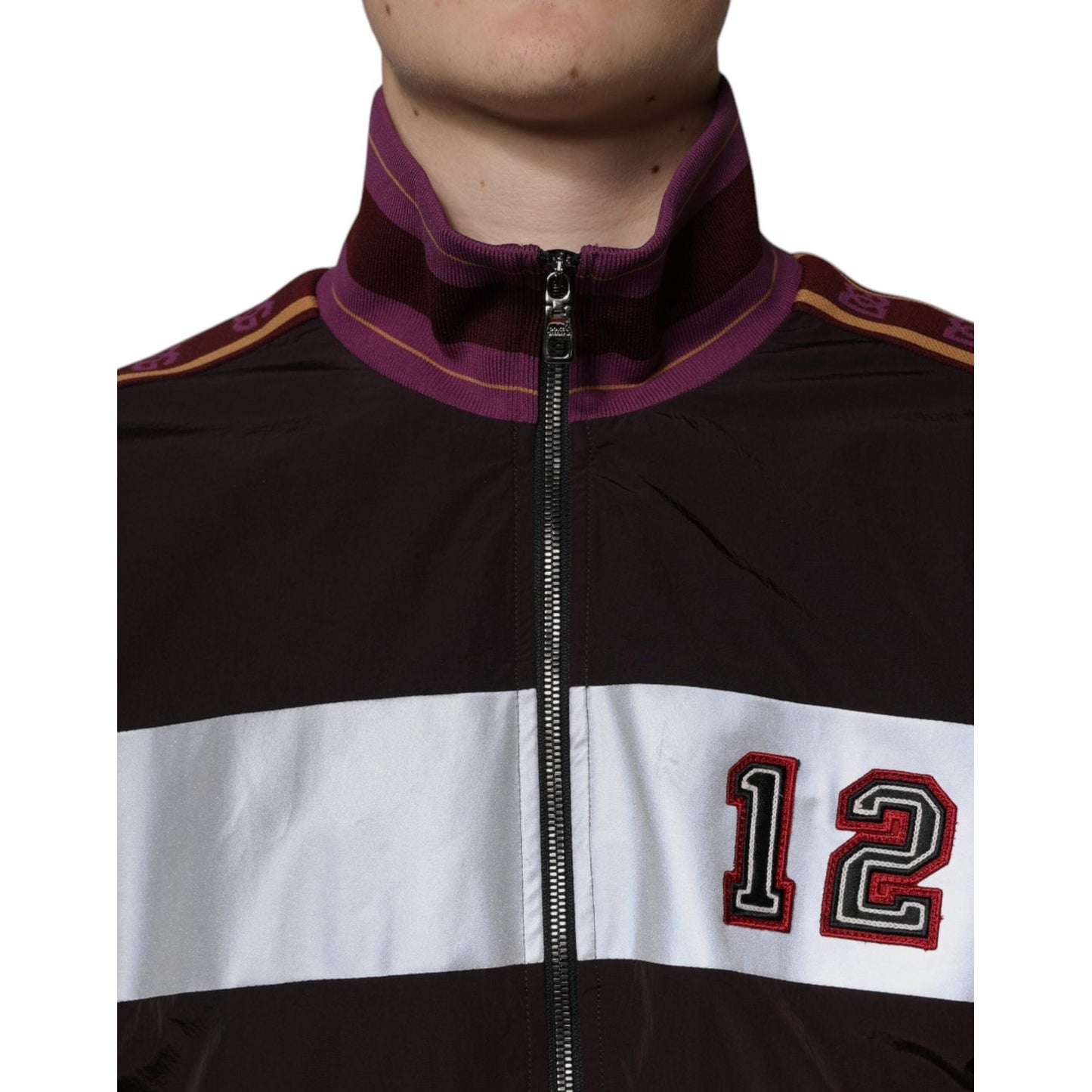 Dolce & Gabbana Multicolor Full Zip Jersey Men Bomber Jacket Dolce & Gabbana Black