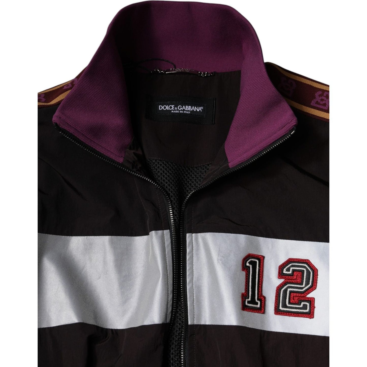Dolce & Gabbana Multicolor Full Zip Jersey Men Bomber Jacket Dolce & Gabbana Gray
