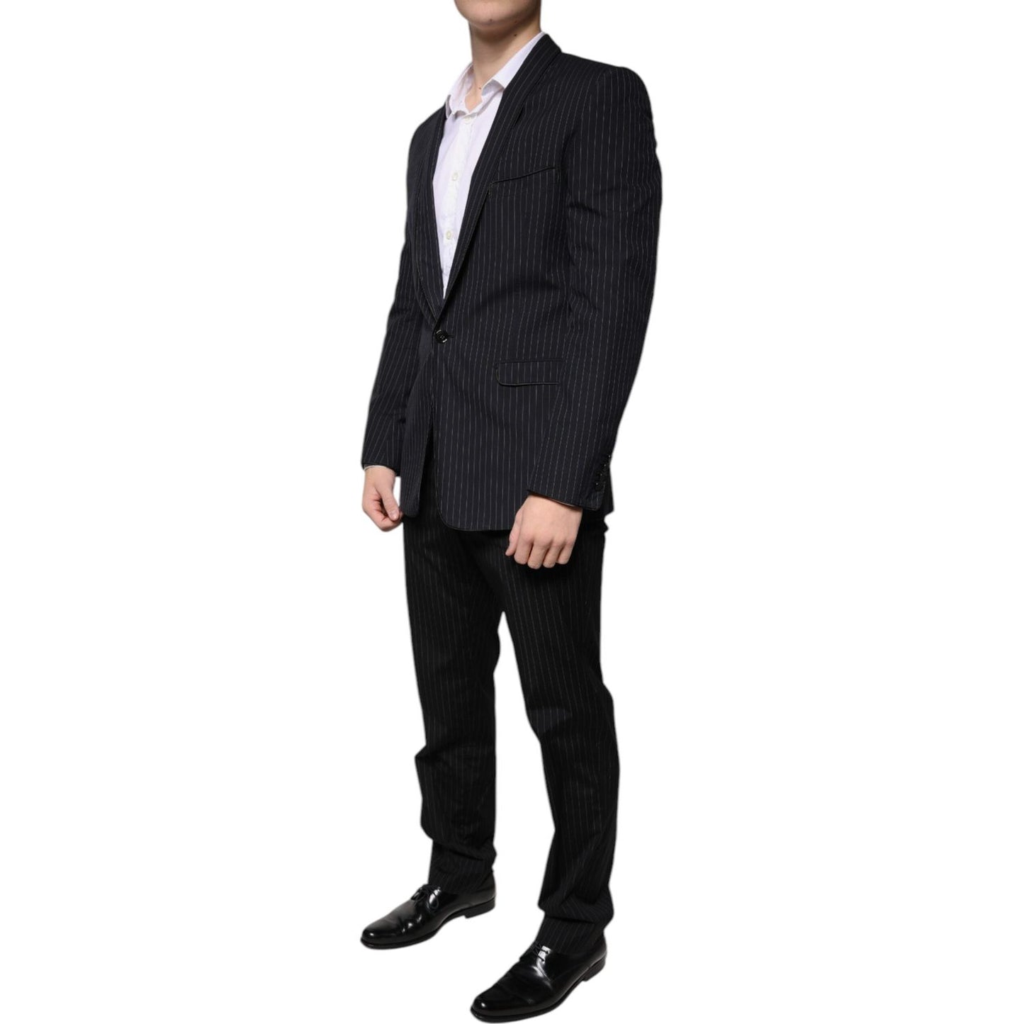 Dolce & Gabbana Black Stripe Single Breasted Formal Suit Dolce & Gabbana Black