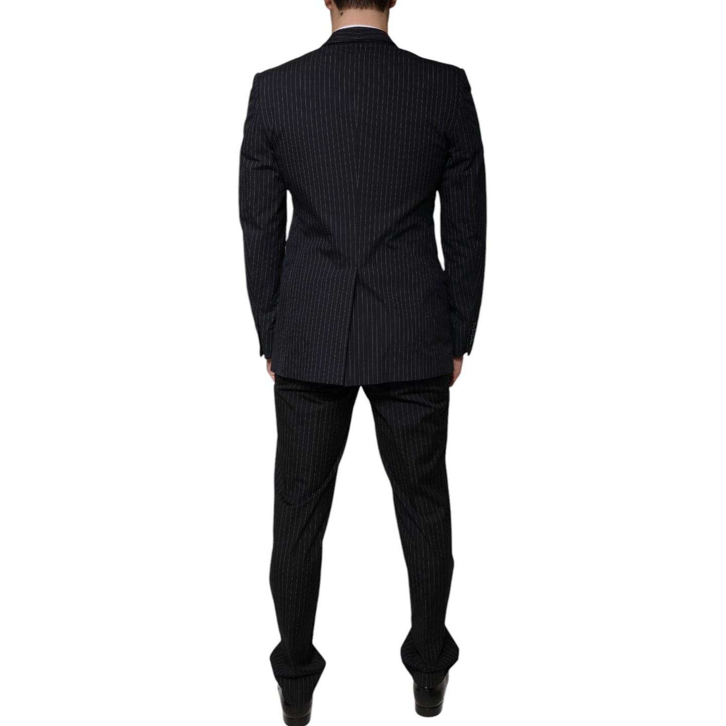 Dolce & Gabbana Black Stripe Single Breasted Formal Suit Dolce & Gabbana Black
