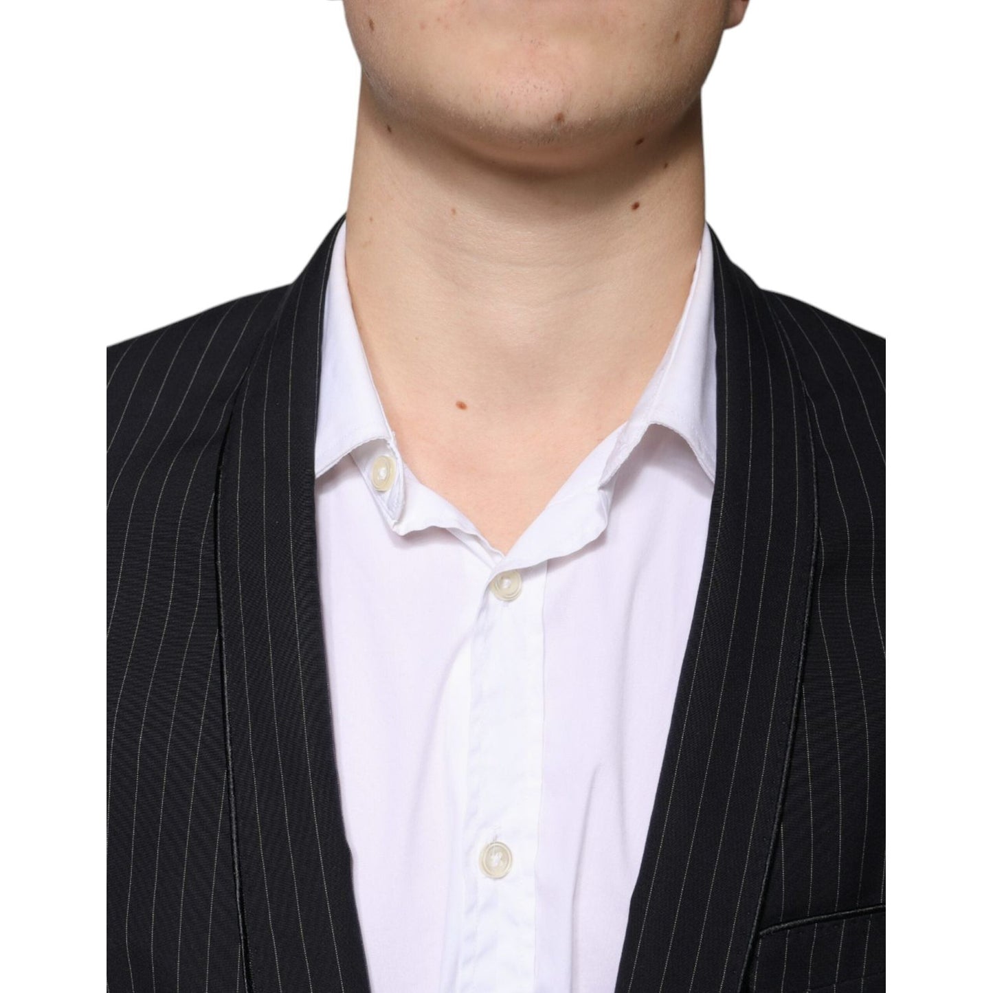 Dolce & Gabbana Black Stripe Single Breasted Formal Suit Dolce & Gabbana Light Gray