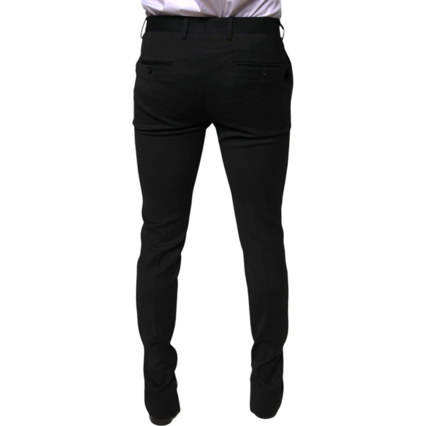 Dolce & Gabbana Black Wool Skinny Formal Dress Pants Dolce & Gabbana Black