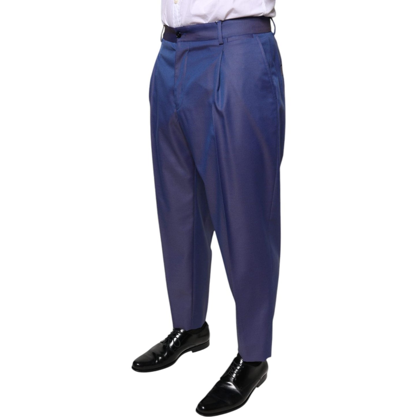 Dolce & Gabbana Blue Wool Tapered Formal Dress Pants Dolce & Gabbana Dark Slate Gray