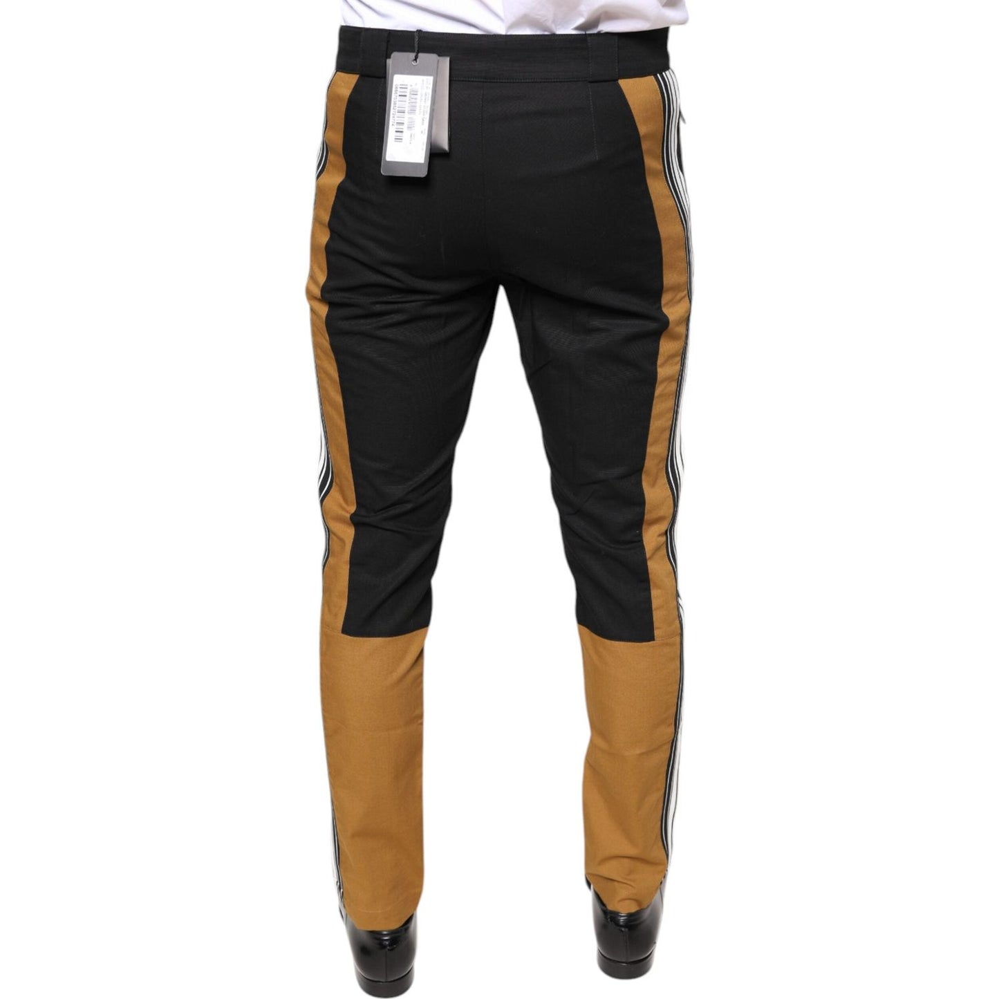 Dolce & Gabbana Multicolor Stripe Skinny Cotton Pants Dolce & Gabbana Black