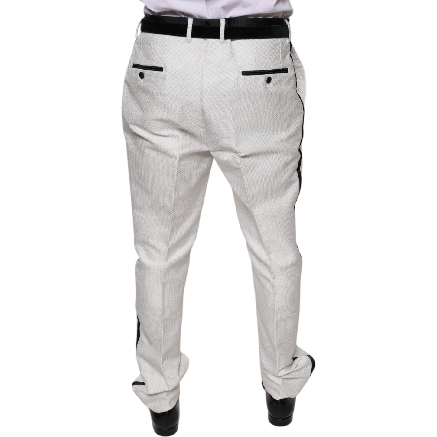 Dolce & Gabbana White Polyester Formal Dress Pants Dolce & Gabbana Gray
