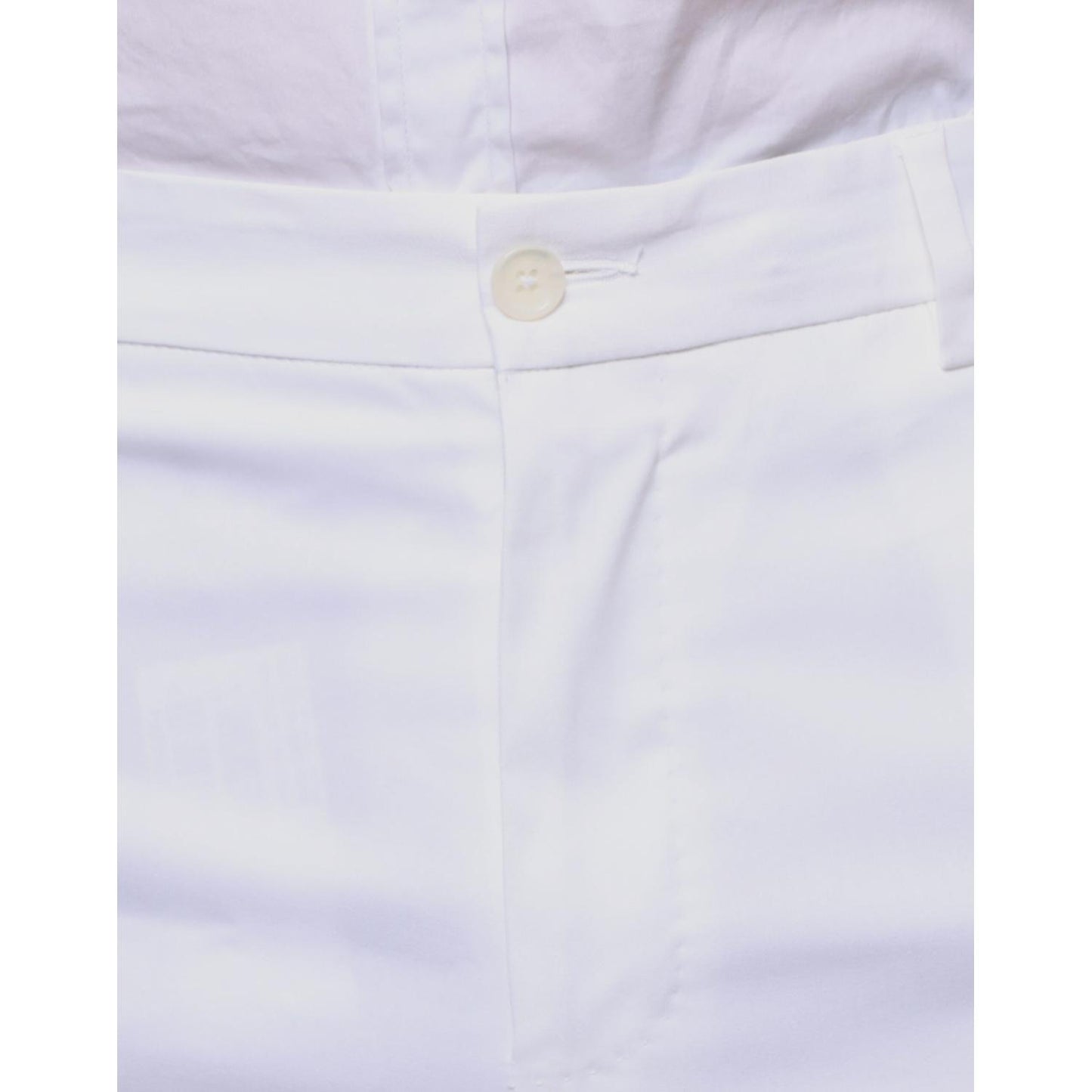Dolce & Gabbana White Cotton Skinny Dress Pants Dolce & Gabbana Light Gray