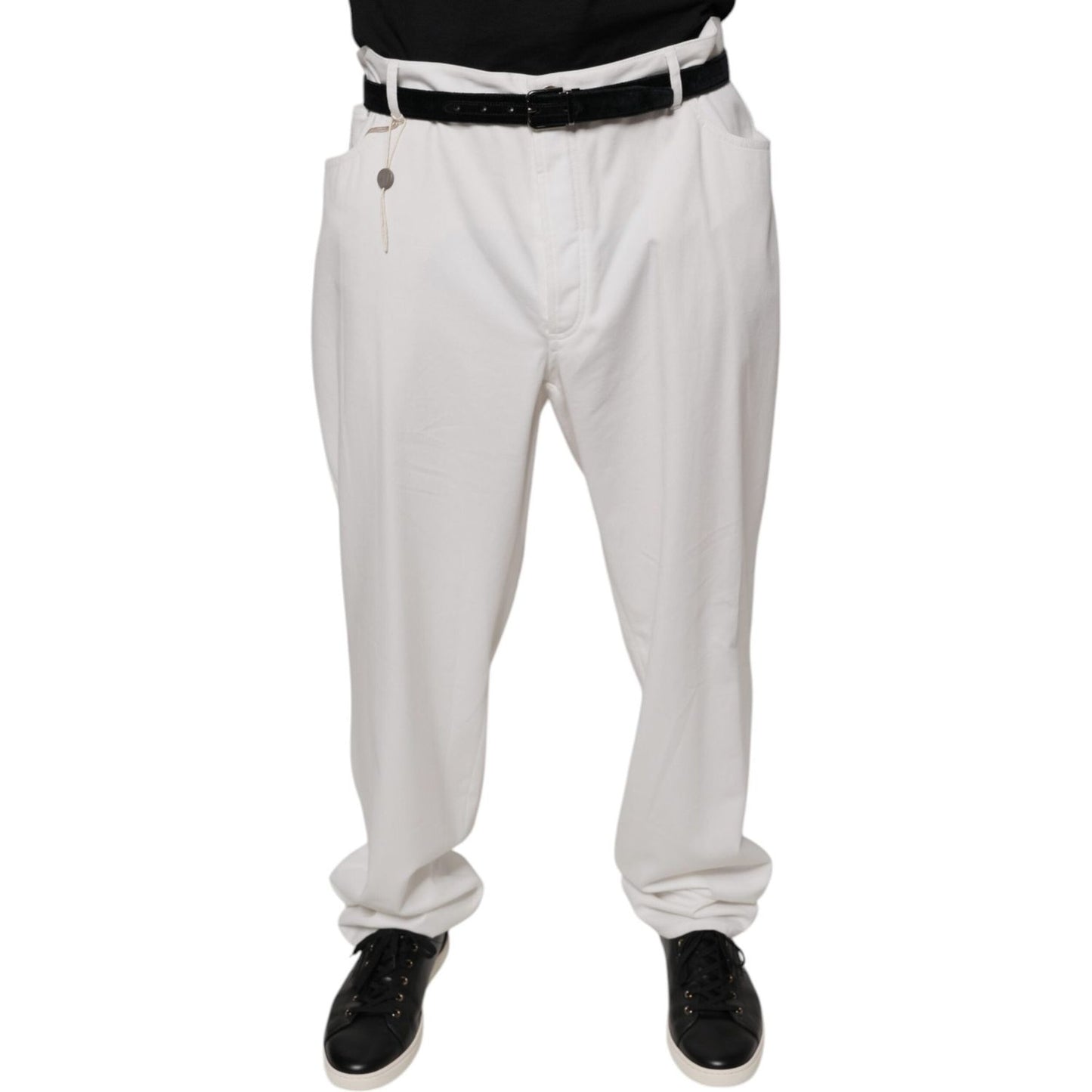 Brunello Cucinelli White Cotton Men Dress Tapered Pants Brunello Cucinelli Gray