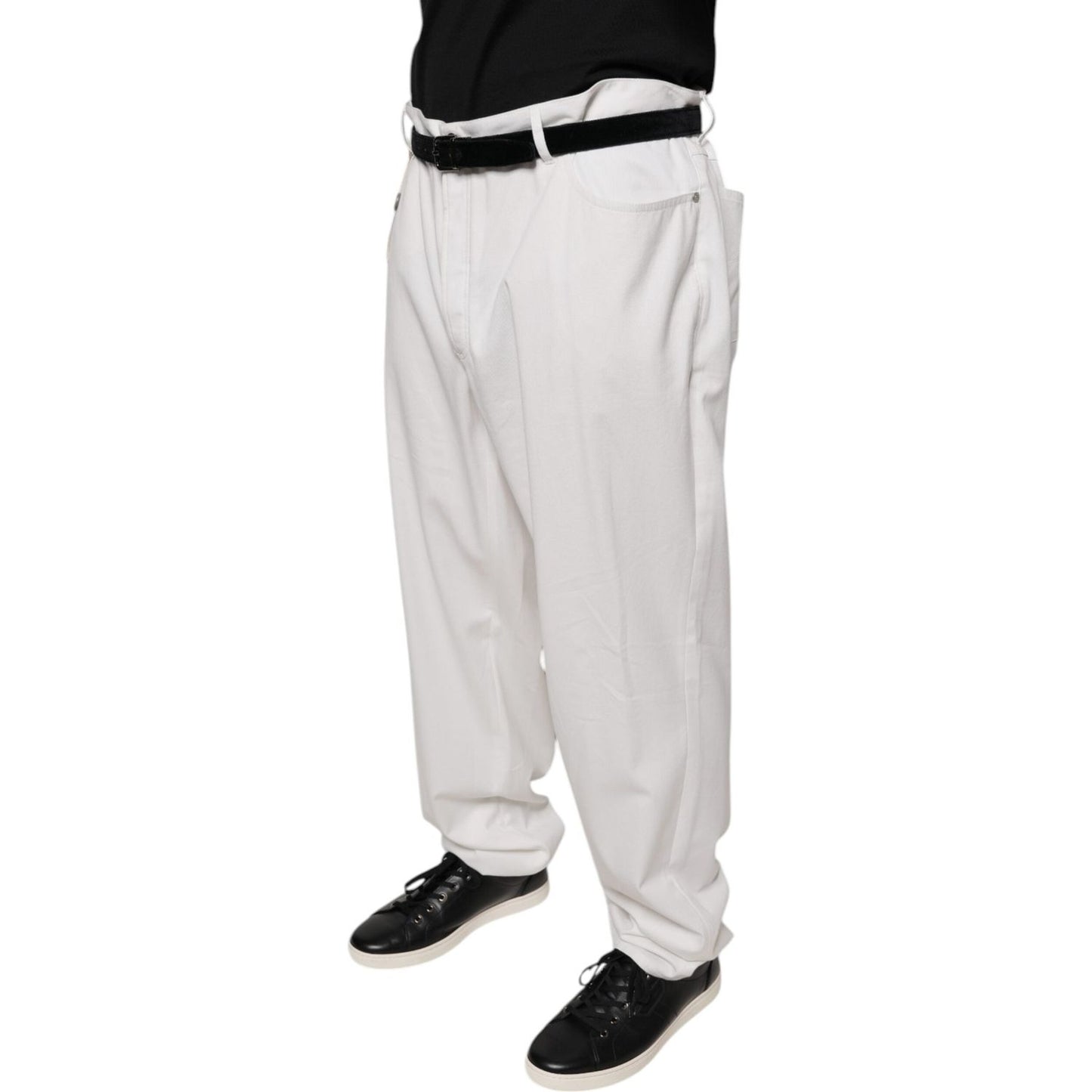 Brunello Cucinelli White Cotton Men Dress Tapered Pants Brunello Cucinelli Light Gray