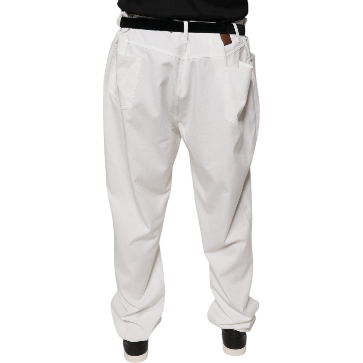 Brunello Cucinelli White Cotton Men Dress Tapered Pants Brunello Cucinelli Light Gray