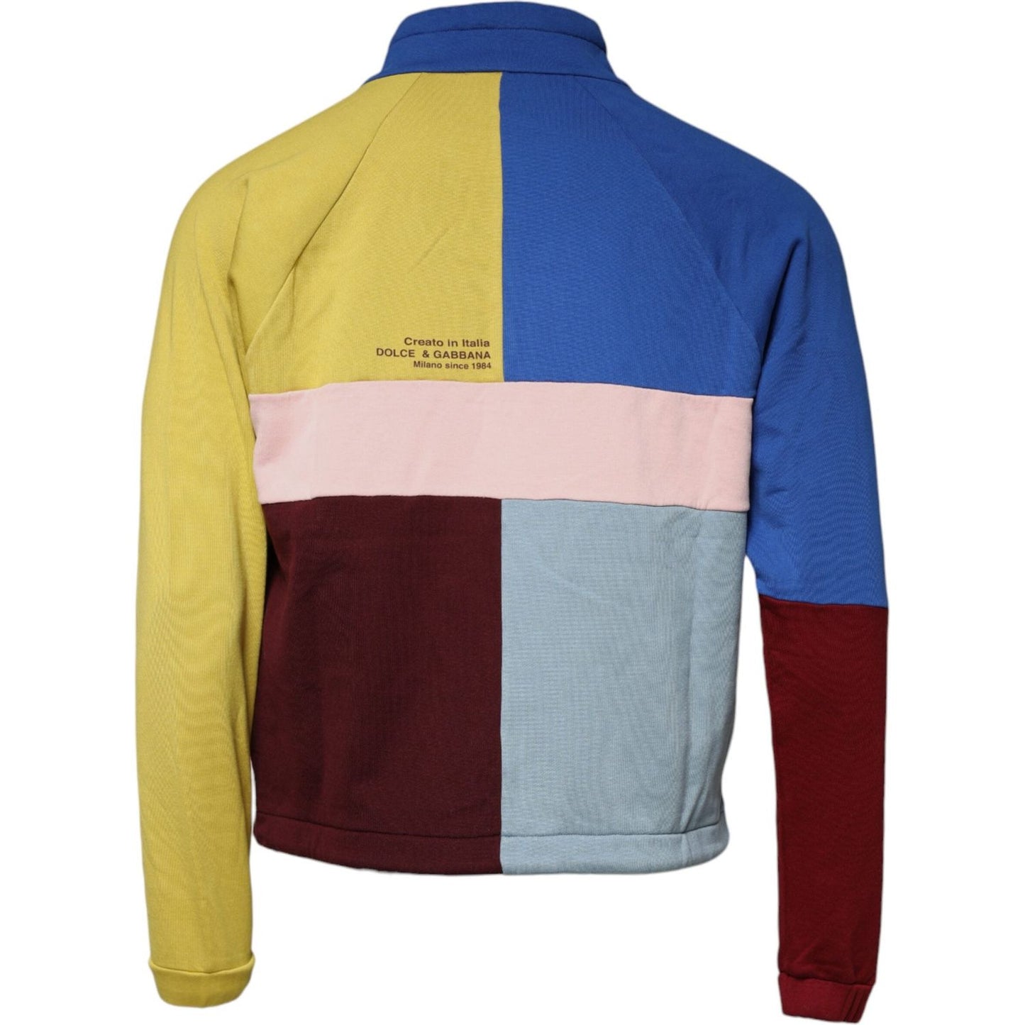 Dolce & Gabbana Multicolor Patchwork Men Sweatshirt Sweater Dolce & Gabbana Dark Khaki