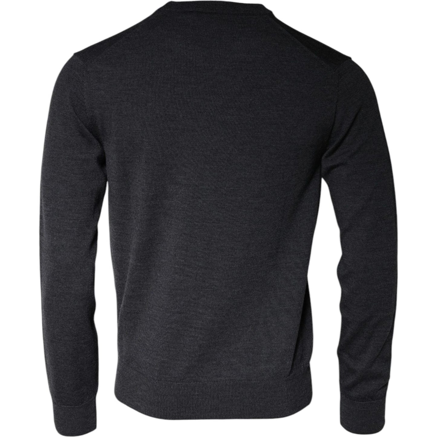 Dolce & Gabbana Dark Gray Wool Crew Neck Pullover Sweater Dolce & Gabbana Dark Slate Gray