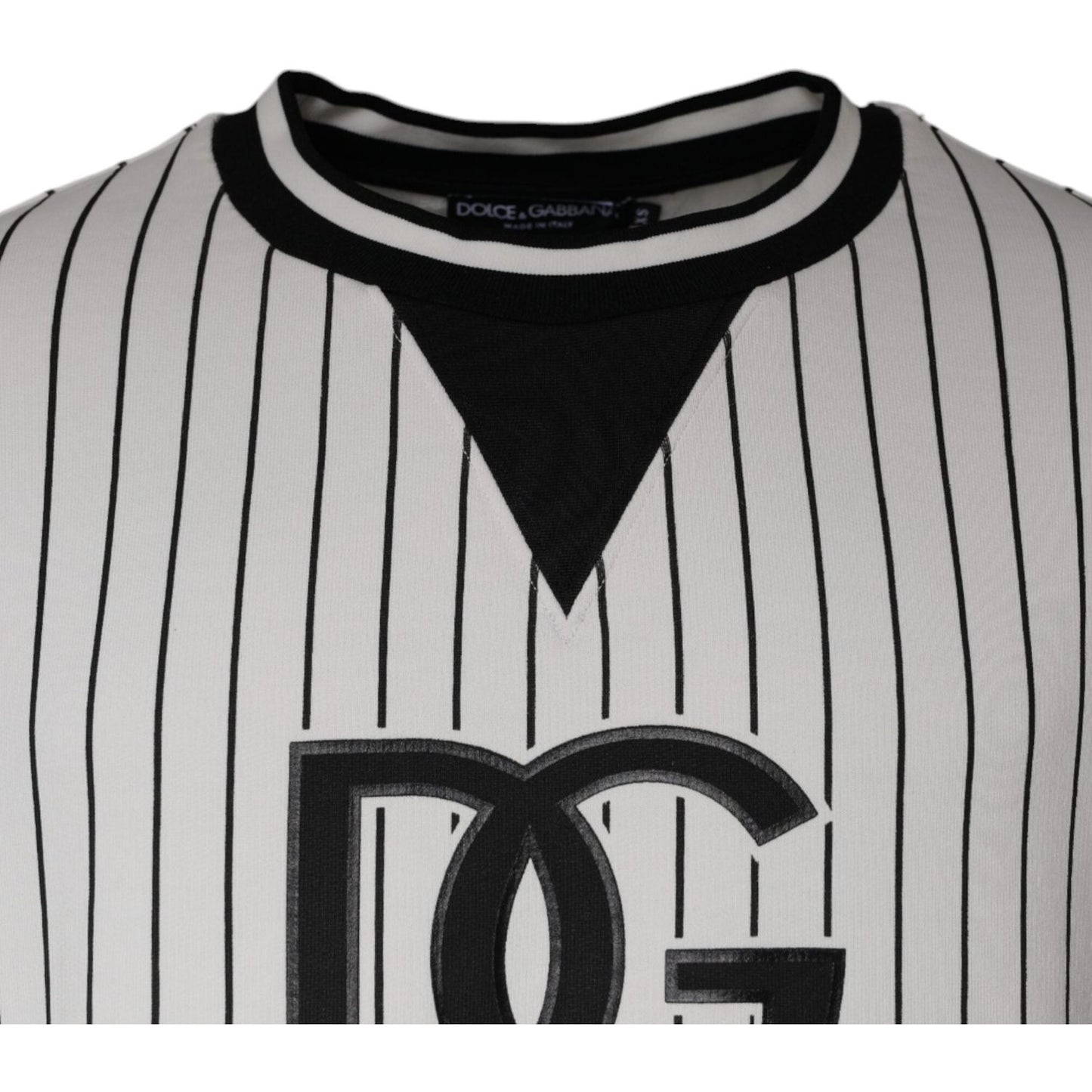 Dolce & Gabbana Black White Stripes Logo Sweatshirt Sweater Dolce & Gabbana Gray