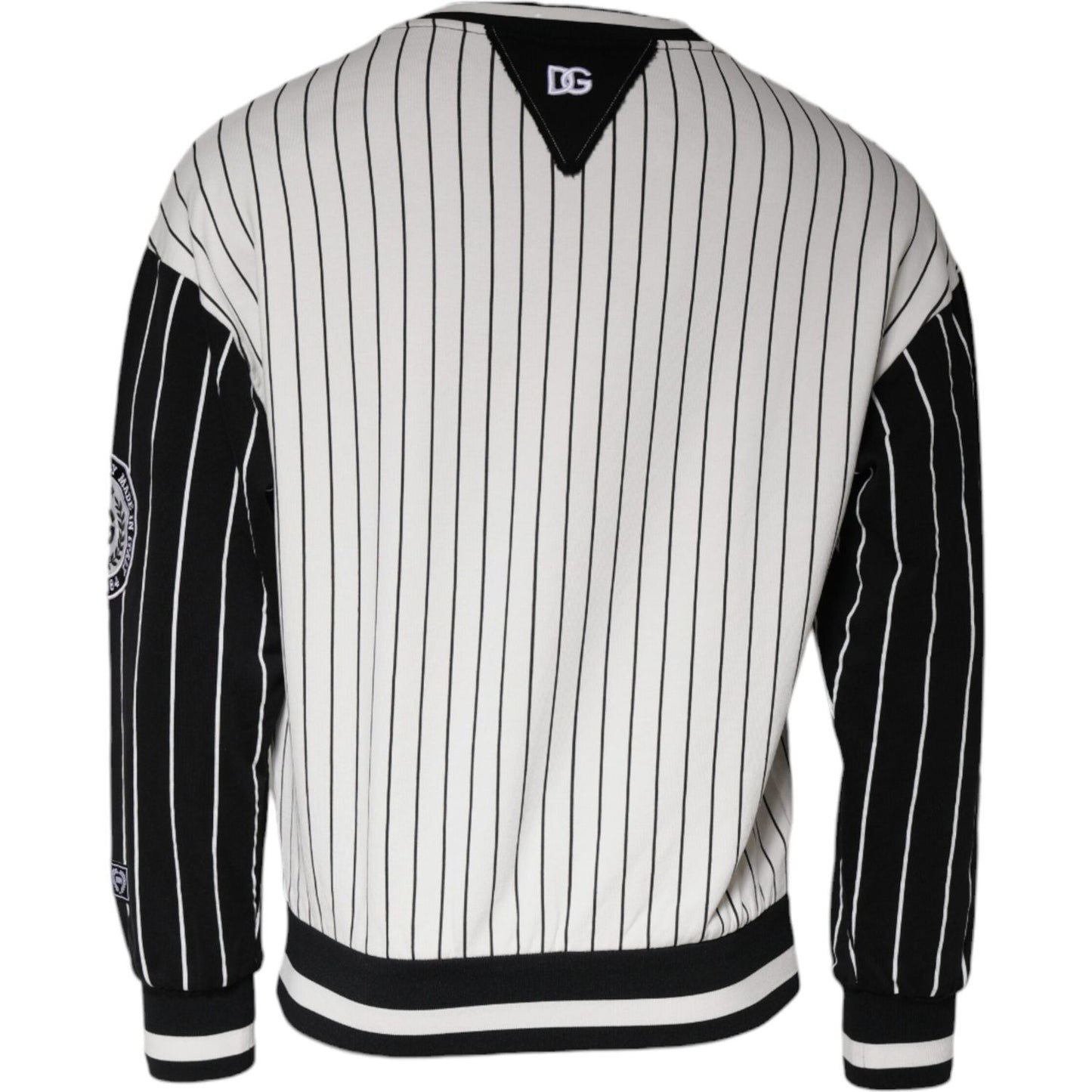 Dolce & Gabbana Black White Stripes Logo Sweatshirt Sweater Dolce & Gabbana Black