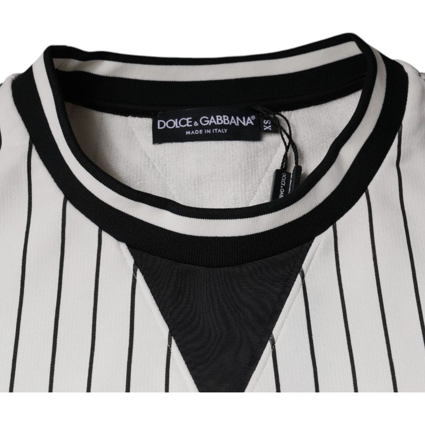 Dolce & Gabbana Black White Stripes Logo Sweatshirt Sweater Dolce & Gabbana Black