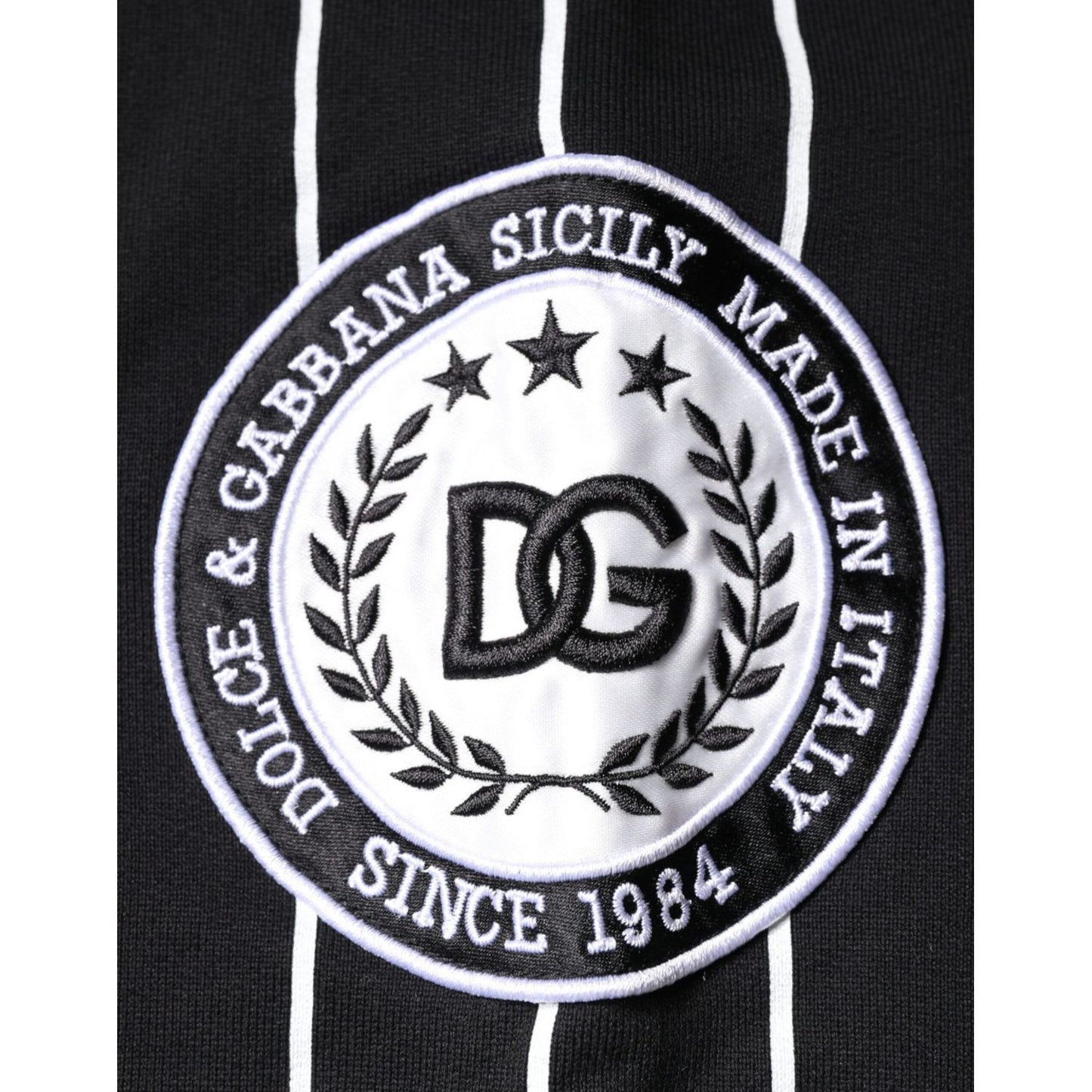Dolce & Gabbana Black White Stripes Logo Sweatshirt Sweater Dolce & Gabbana Light Gray