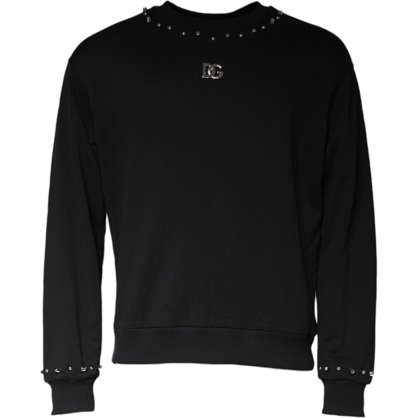 Dolce & Gabbana Black Logo Stud Pullover Sweatshirt Sweater Dolce & Gabbana Black