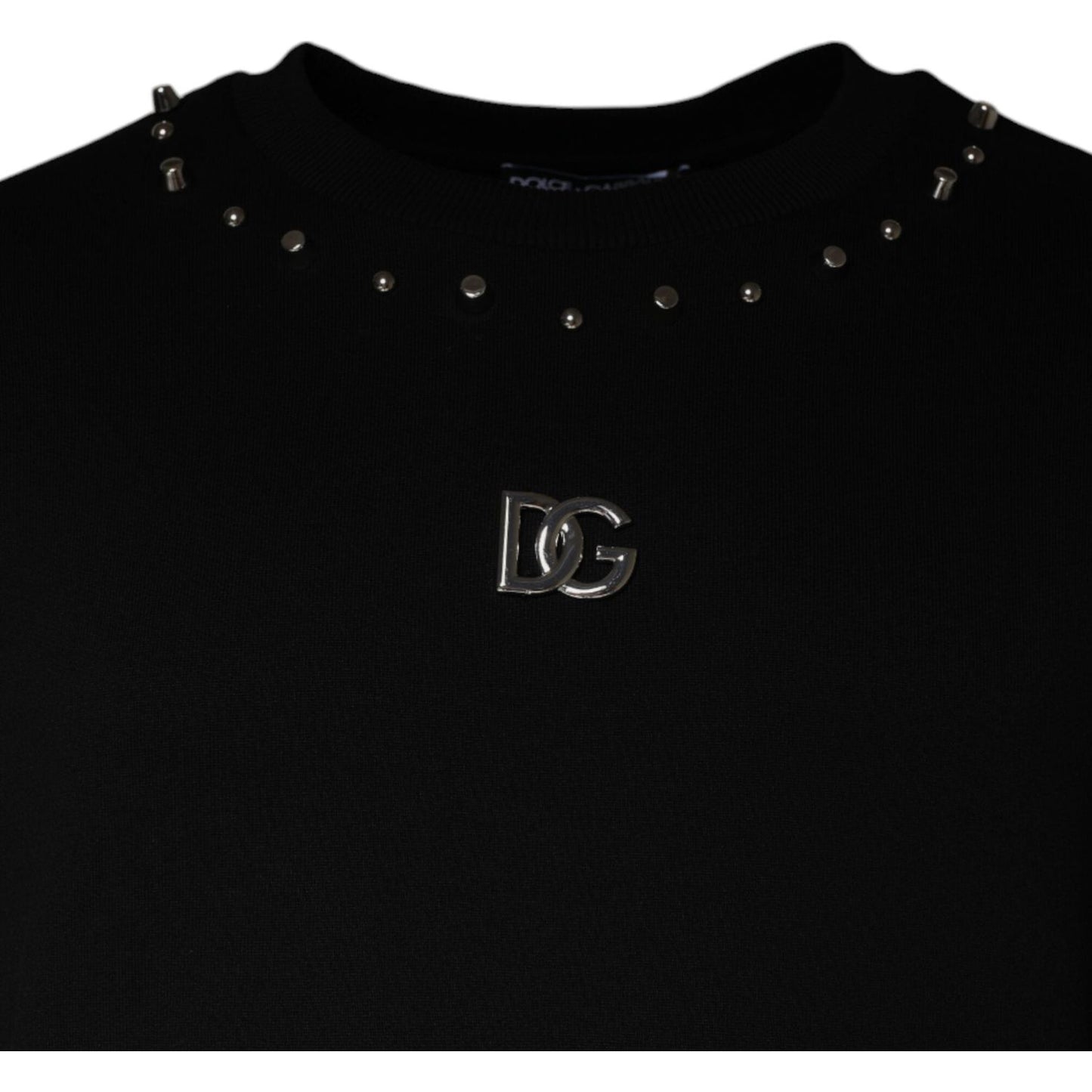 Dolce & Gabbana Black Logo Stud Pullover Sweatshirt Sweater Dolce & Gabbana Black