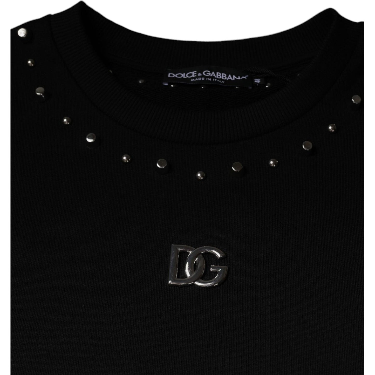 Dolce & Gabbana Black Logo Stud Pullover Sweatshirt Sweater Dolce & Gabbana Black