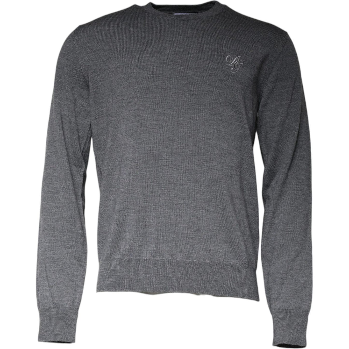 Dolce & Gabbana Dark Gray Wool Crew Neck Pullover Sweater Dolce & Gabbana Dim Gray