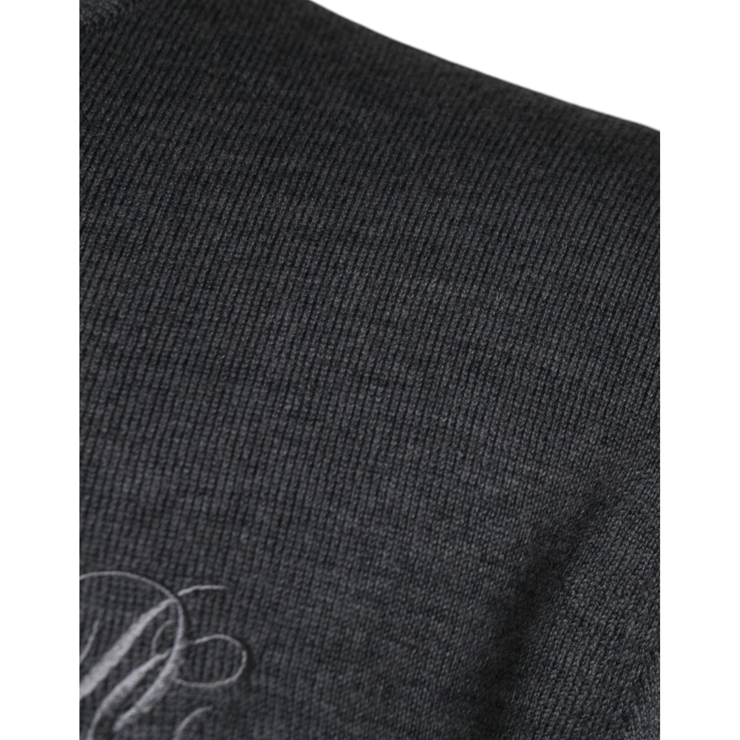 Dolce & Gabbana Dark Gray Wool Crew Neck Pullover Sweater Dolce & Gabbana Dark Slate Gray