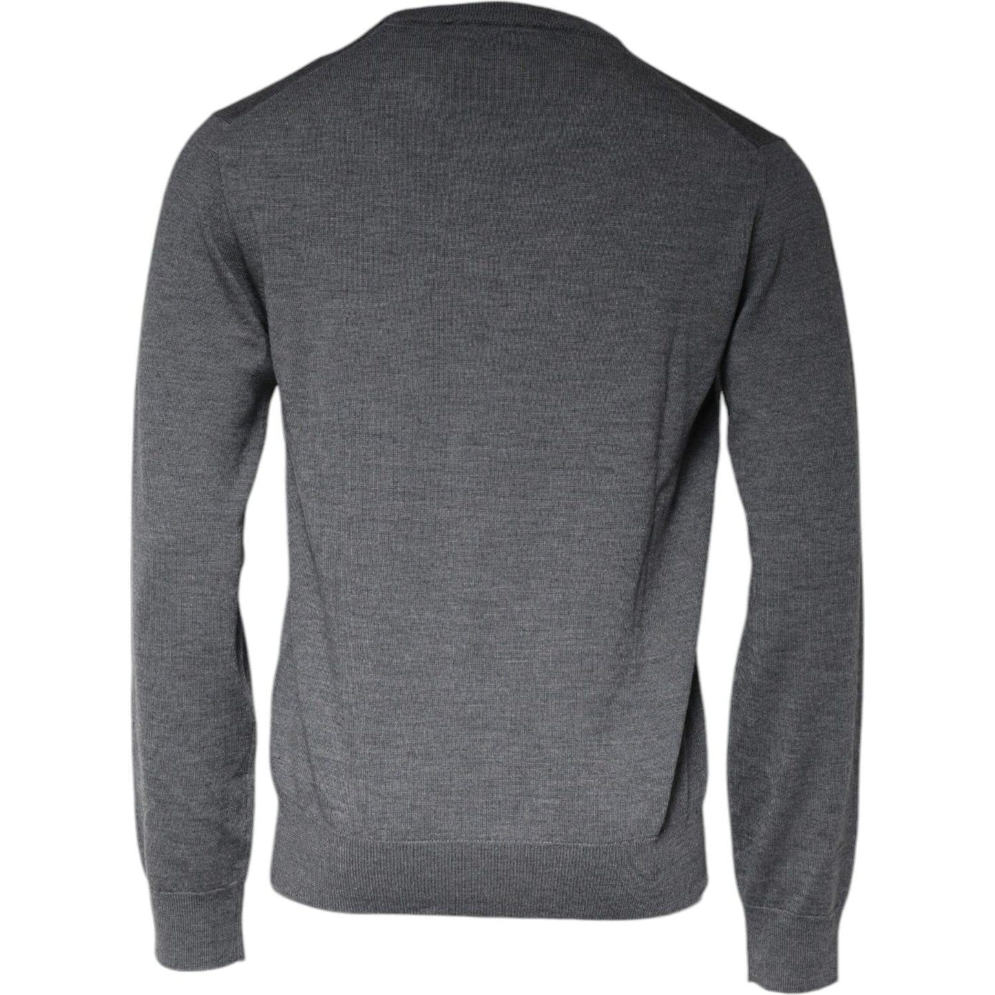 Dolce & Gabbana Dark Gray Wool Crew Neck Pullover Sweater Dolce & Gabbana Dim Gray