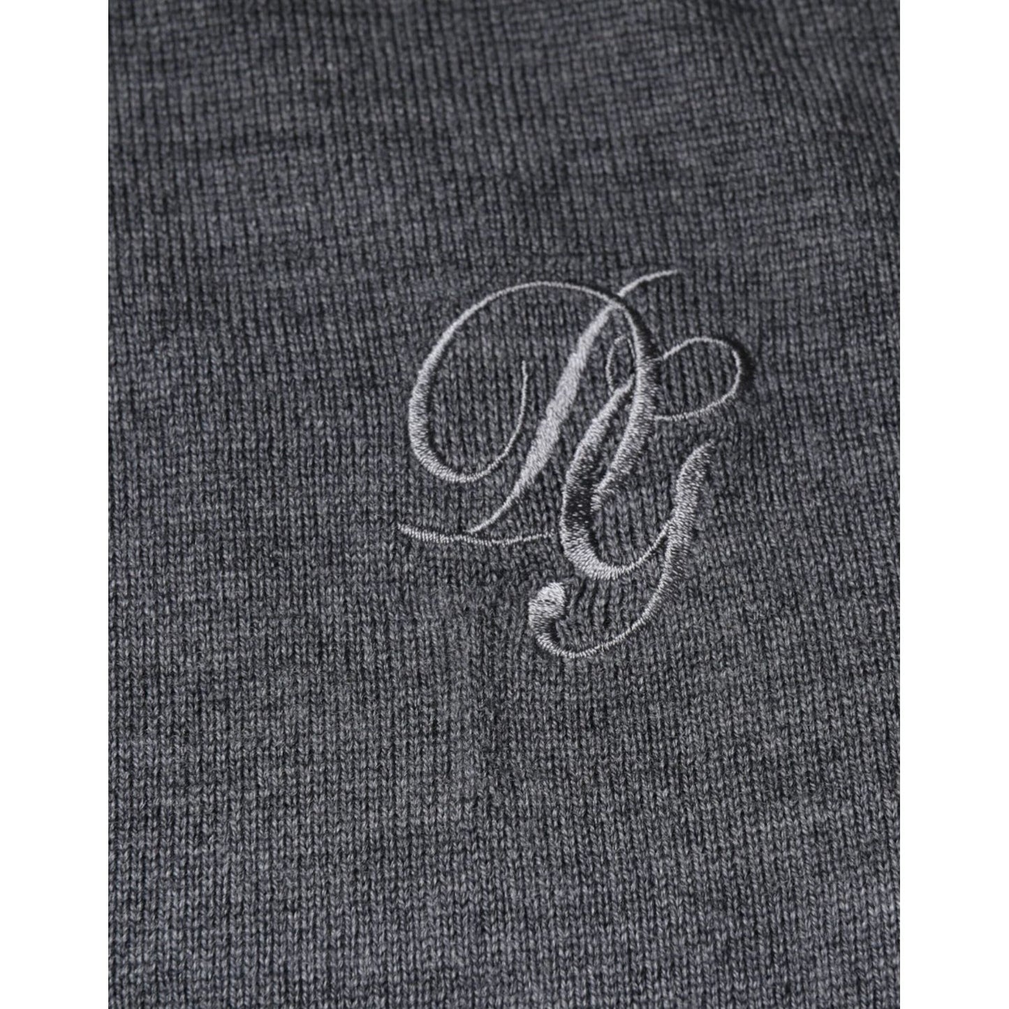 Dolce & Gabbana Dark Gray Wool Crew Neck Pullover Sweater Dolce & Gabbana Dark Slate Gray