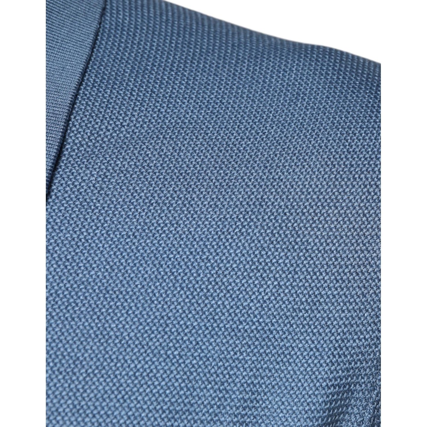 Dolce & Gabbana Sky Blue Silk Collared Men Pullover Sweater Dolce & Gabbana Slate Gray