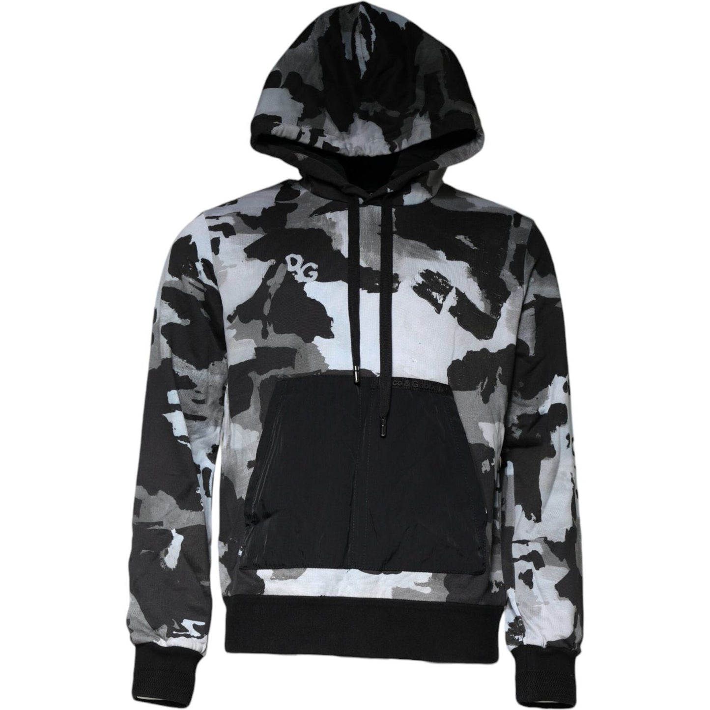 Dolce & Gabbana Multicolor Camouflage Men Hooded Sweater Dolce & Gabbana Black