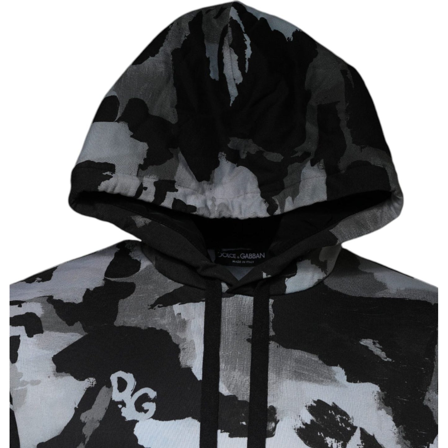Dolce & Gabbana Multicolor Camouflage Men Hooded Sweater Dolce & Gabbana Black
