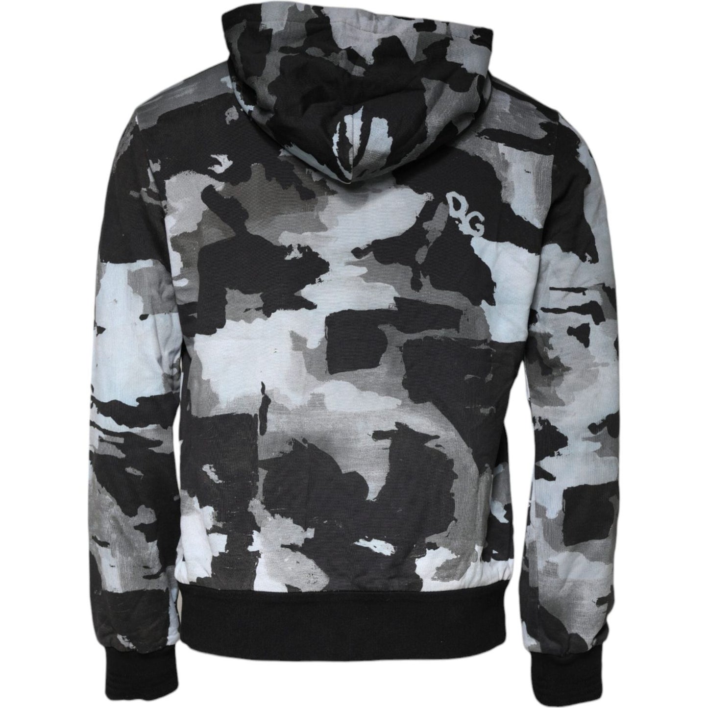 Dolce & Gabbana Multicolor Camouflage Men Hooded Sweater Dolce & Gabbana Gray