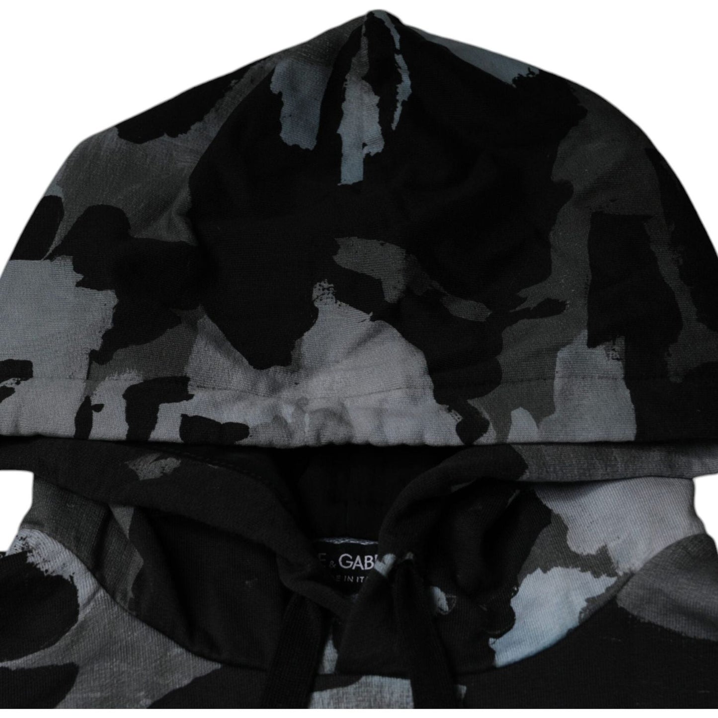 Dolce & Gabbana Multicolor Camouflage Men Hooded Sweater Dolce & Gabbana Black