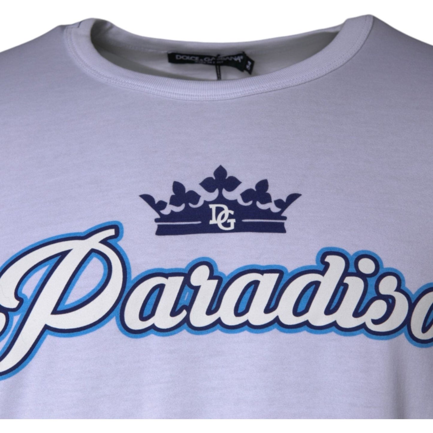 Dolce & Gabbana White Paradiso Cotton Shorts Sleeves T-shirt Dolce & Gabbana Gray