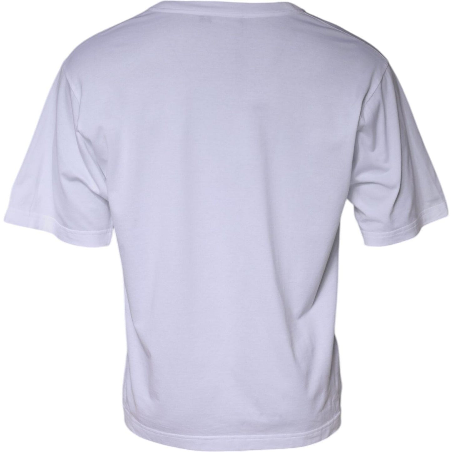 Dolce & Gabbana White Logo Patch Cotton Crew Neck T-shirt Dolce & Gabbana Thistle