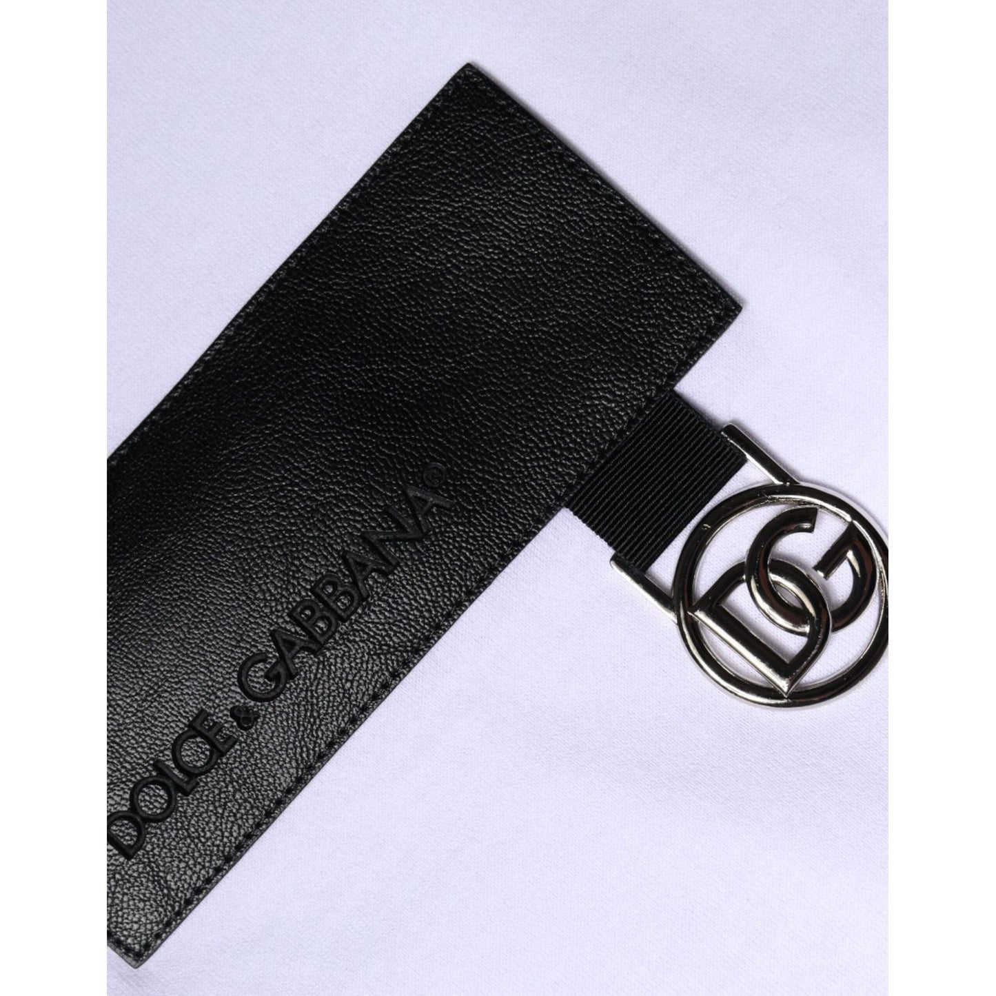 Dolce & Gabbana White Logo Patch Cotton Crew Neck T-shirt Dolce & Gabbana Lavender