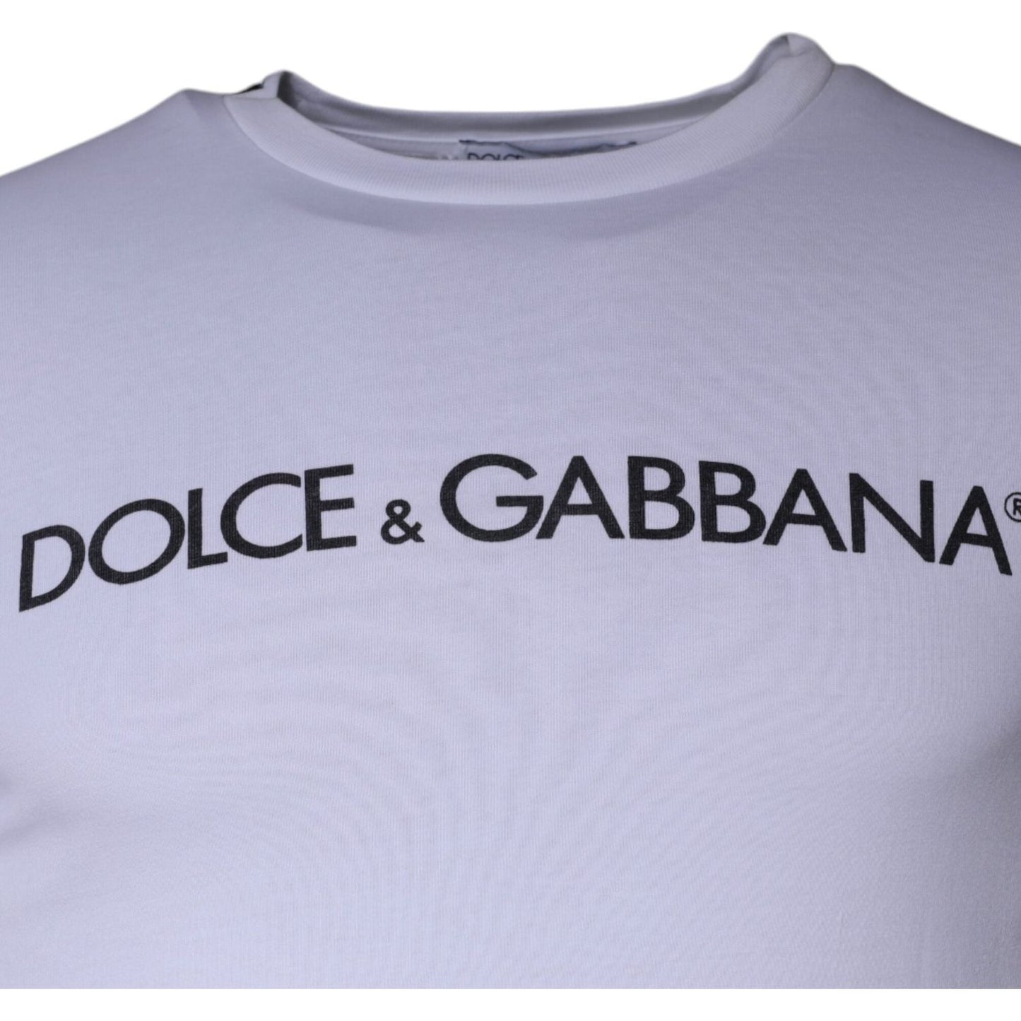 Dolce & Gabbana White Logo Print Cotton Crew Neck T-shirt Dolce & Gabbana Gray