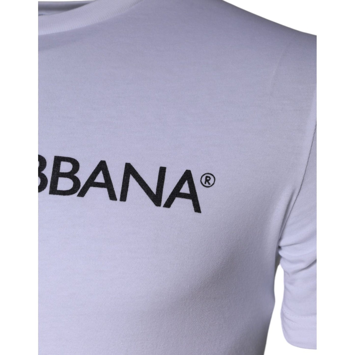 Dolce & Gabbana White Logo Print Cotton Crew Neck T-shirt Dolce & Gabbana Dark Gray