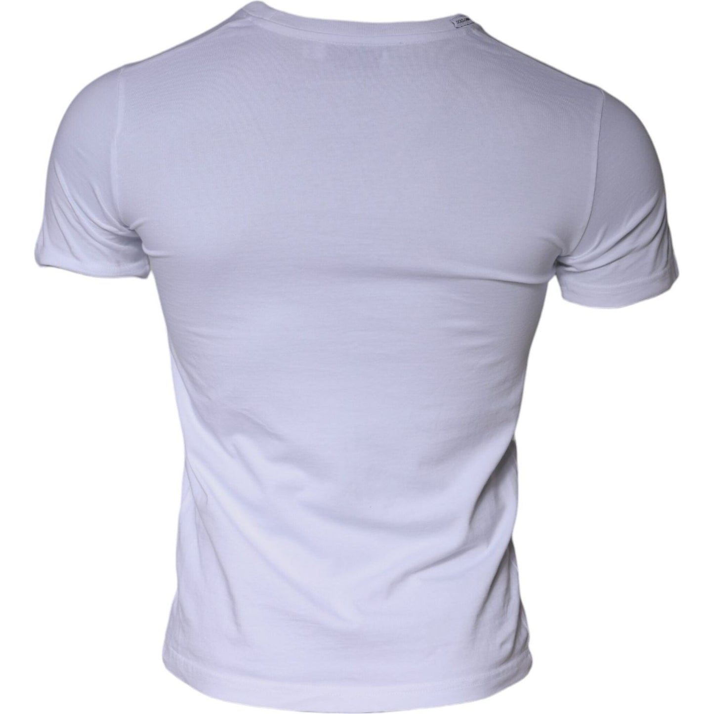 Dolce & Gabbana White Logo Print Cotton Crew Neck T-shirt Dolce & Gabbana Light Steel Blue